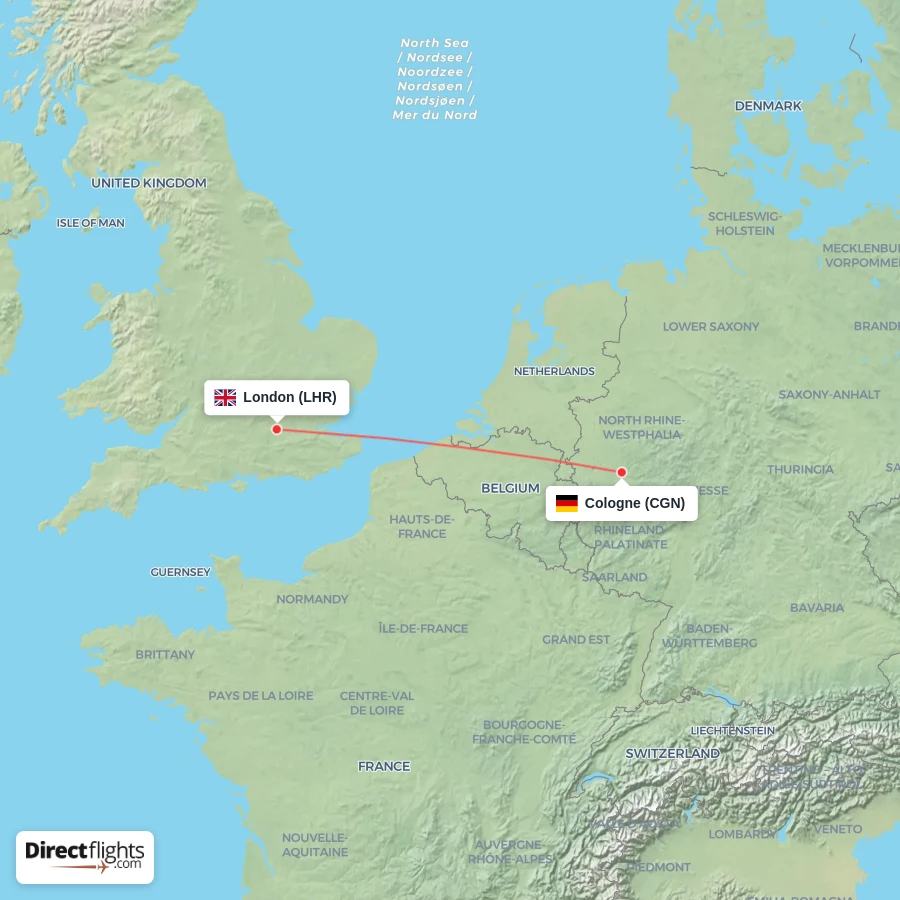 LHR - CGN route map