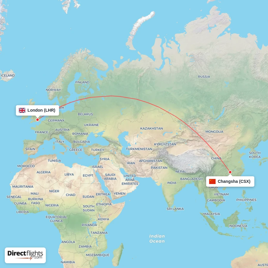 LHR - CSX route map