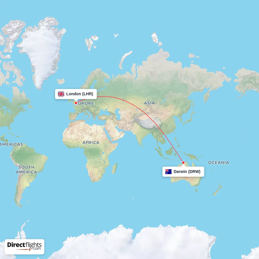 LHR - DRW route map