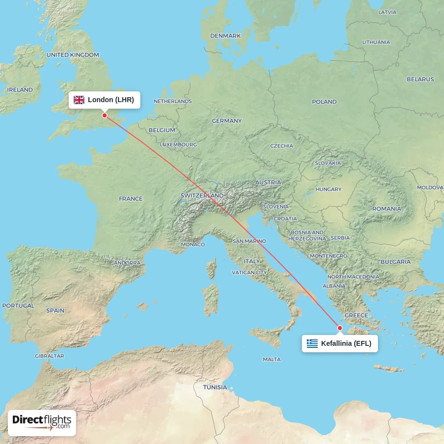 LHR - EFL route map