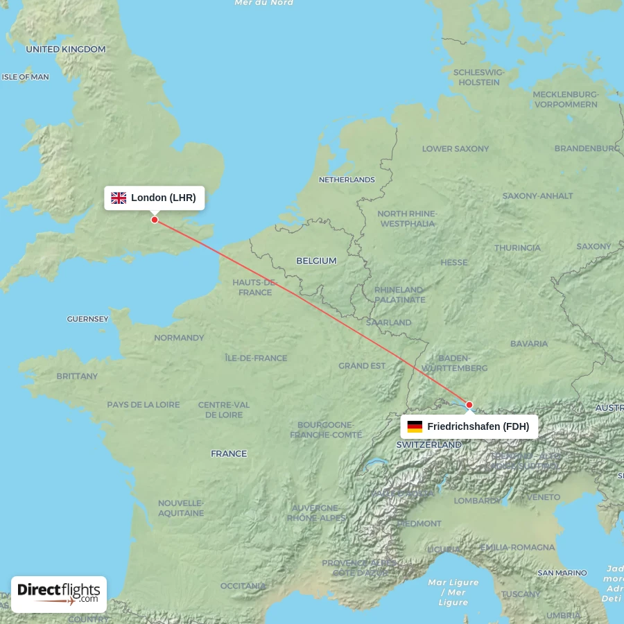 LHR - FDH route map