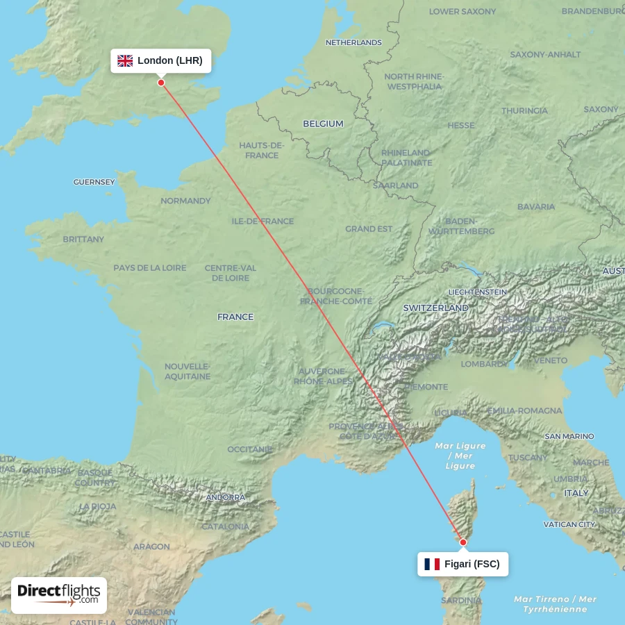LHR - FSC route map
