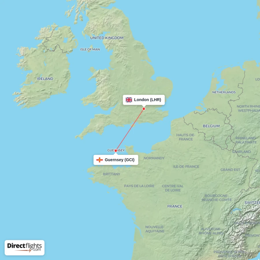 LHR - GCI route map
