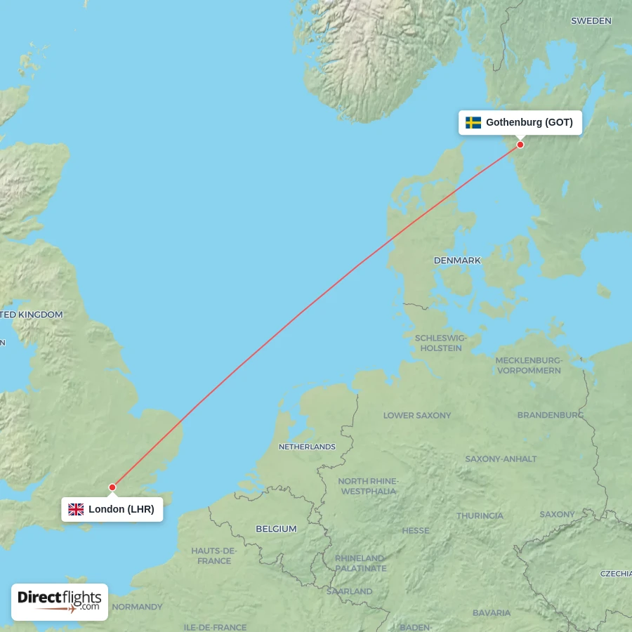 LHR - GOT route map