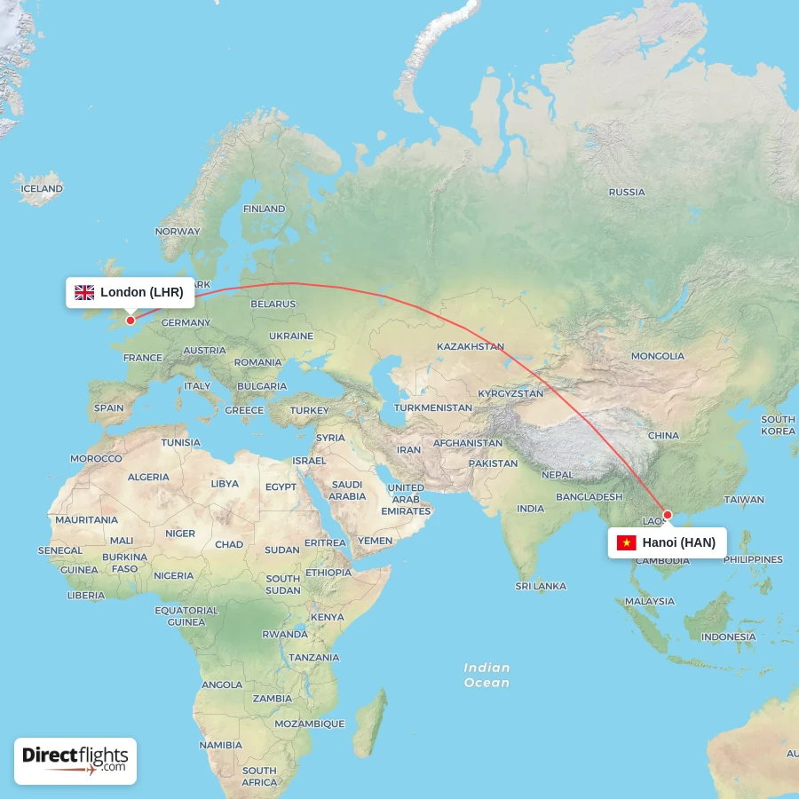 LHR - HAN route map