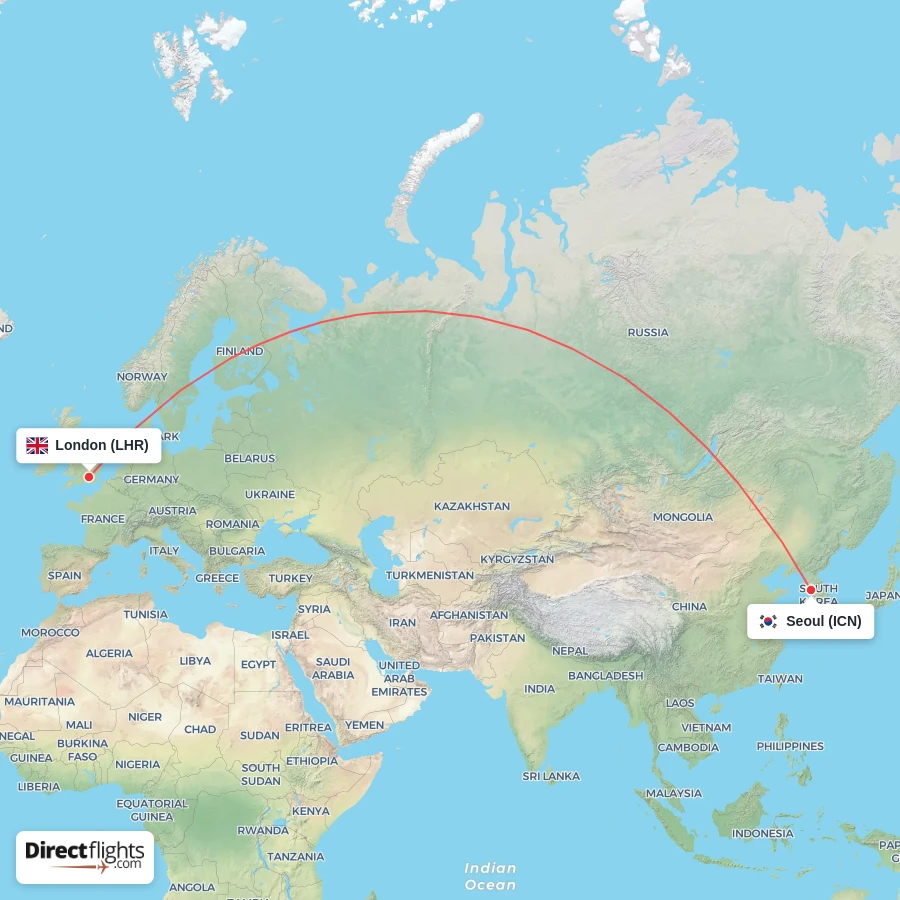 LHR - ICN route map