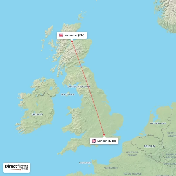 London - Inverness direct flight map