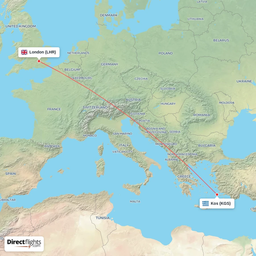 LHR - KGS route map