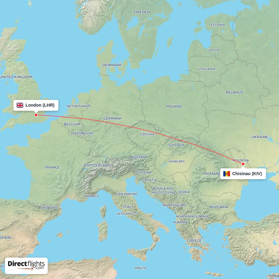 LHR - KIV route map