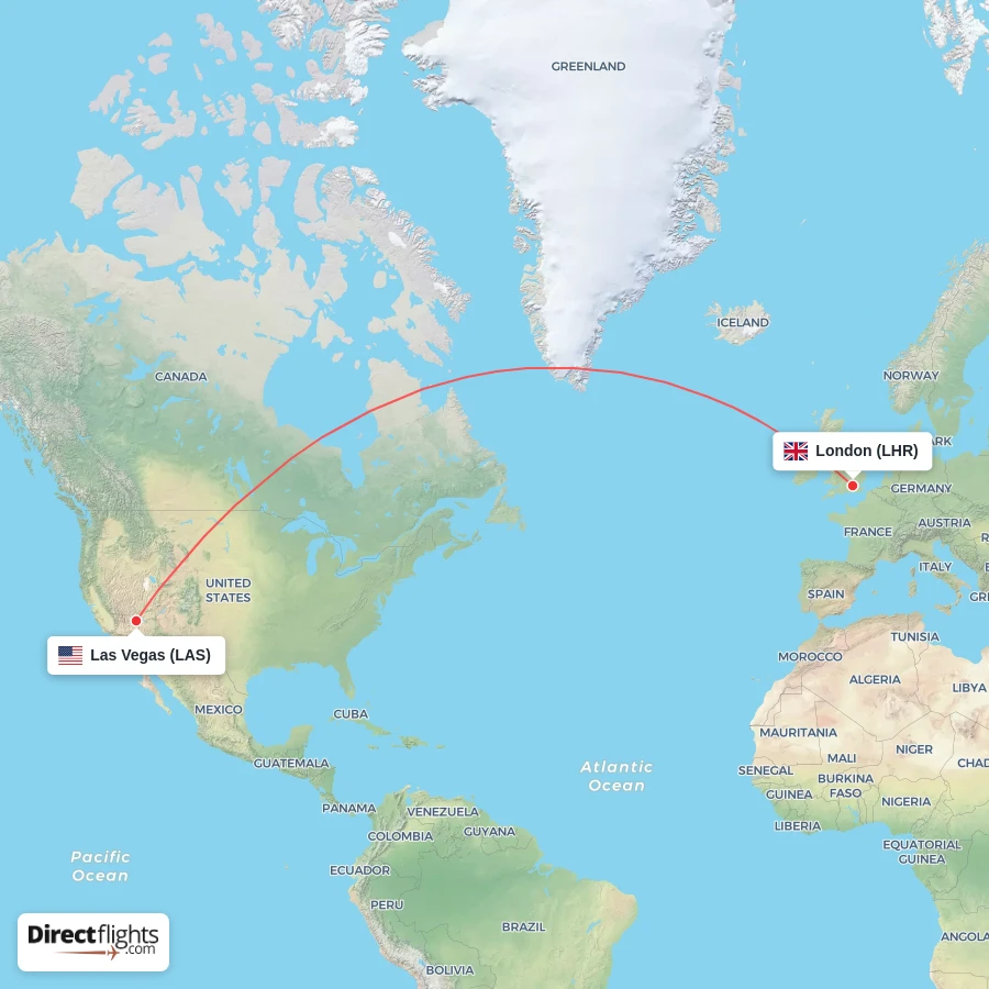 LHR - LAS route map