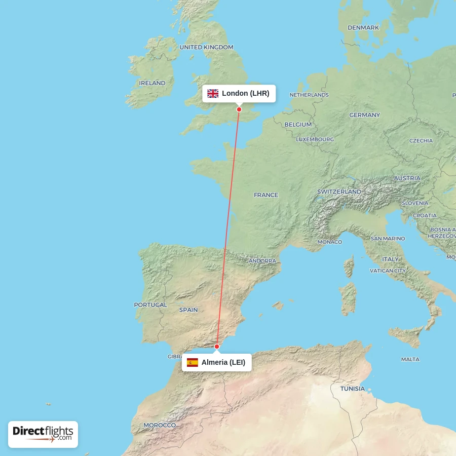 LHR - LEI route map