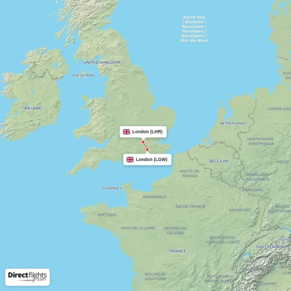 London - London direct flight map