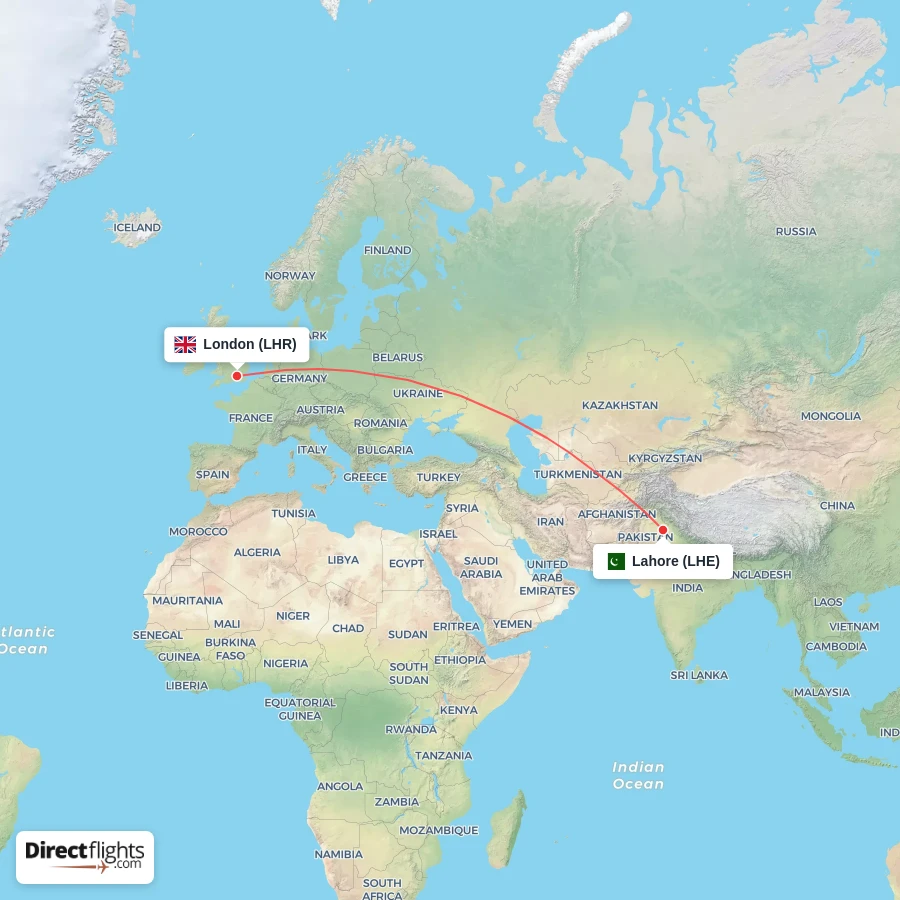 LHR - LHE route map