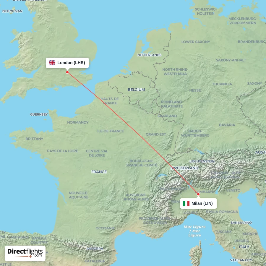 LHR - LIN route map
