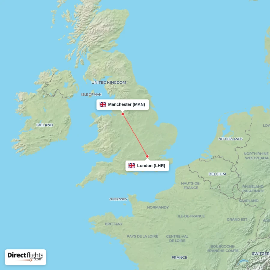 LHR - MAN route map