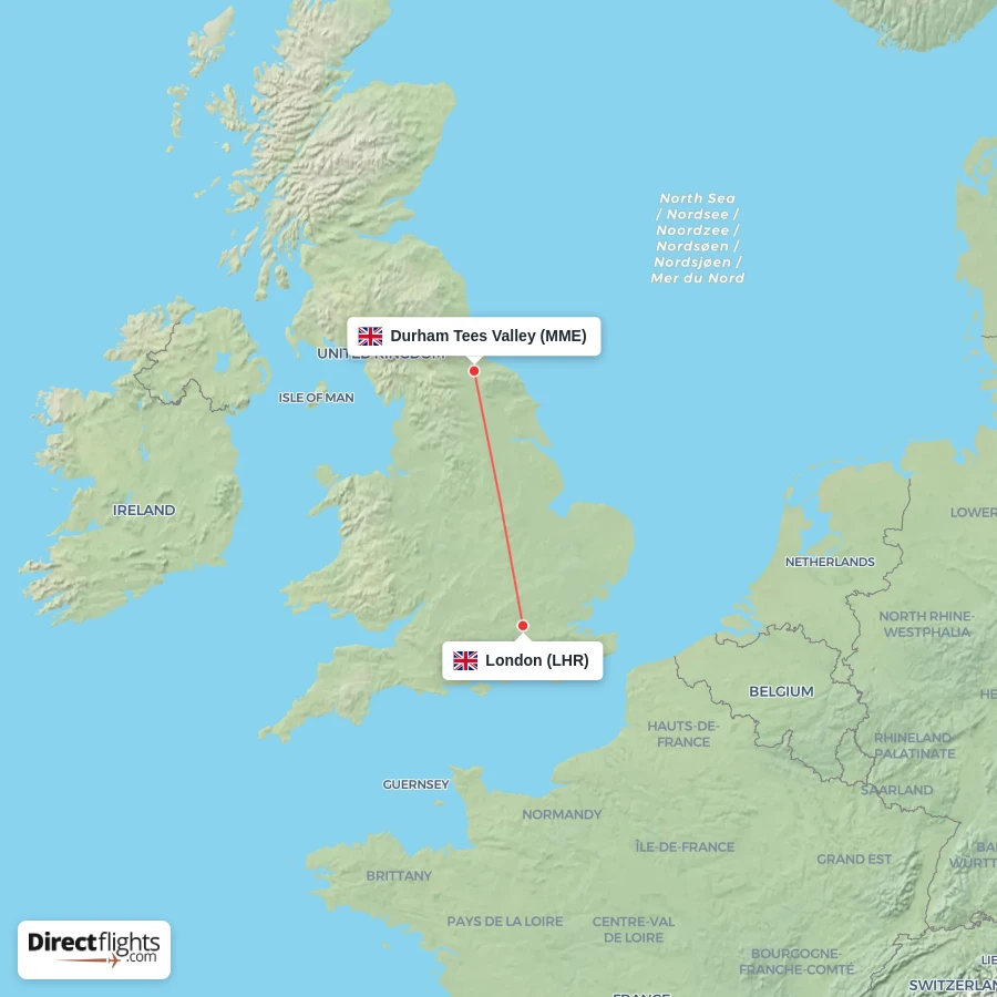 LHR - MME route map
