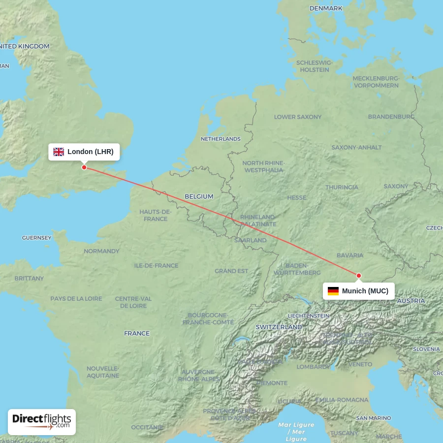 LHR - MUC route map