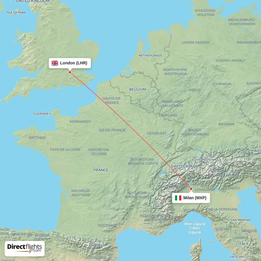 LHR - MXP route map