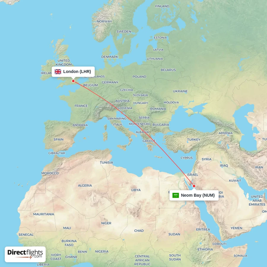 LHR - NUM route map