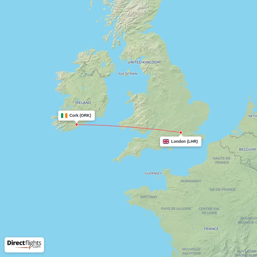 LHR - ORK route map