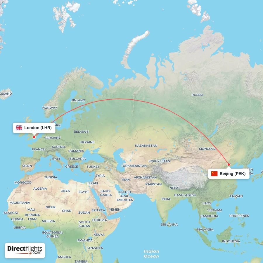 LHR - PEK route map