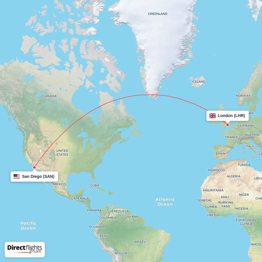 LHR - SAN route map