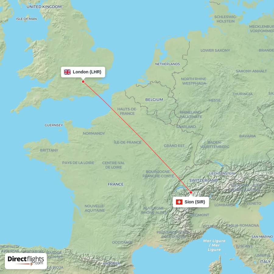 LHR - SIR route map