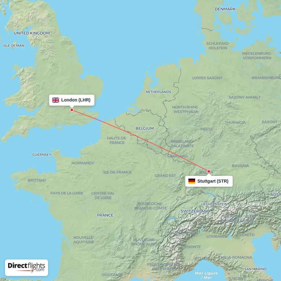 LHR - STR route map