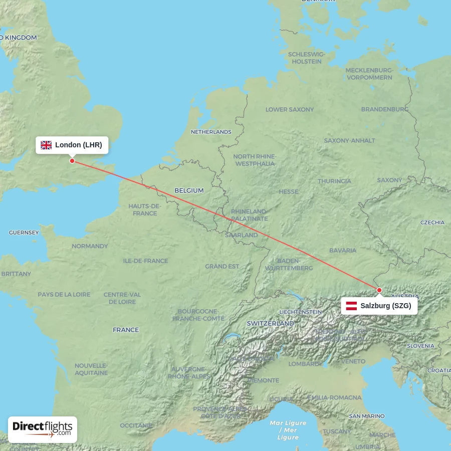 LHR - SZG route map