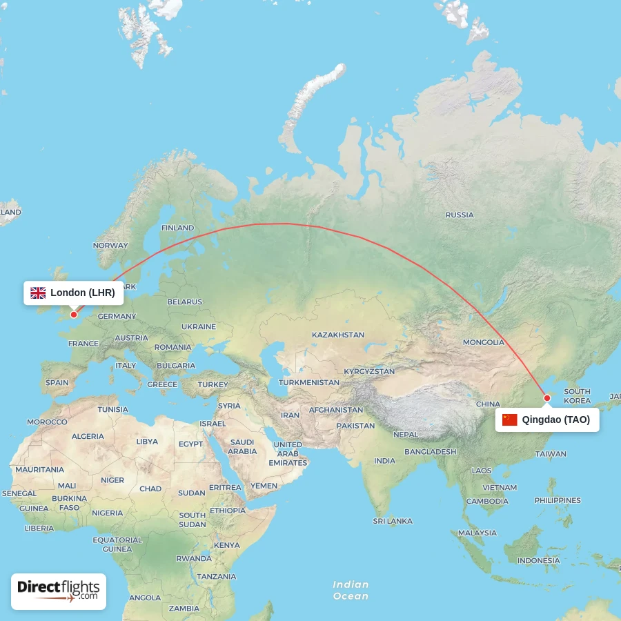 LHR - TAO route map