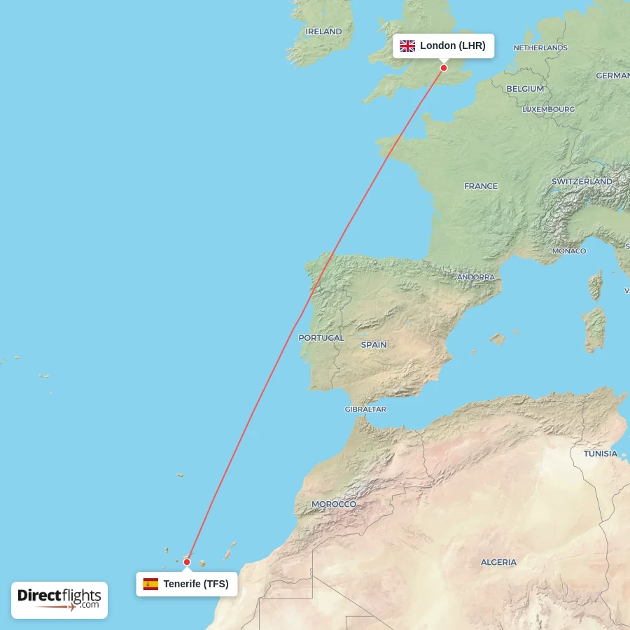 LHR - TFS route map