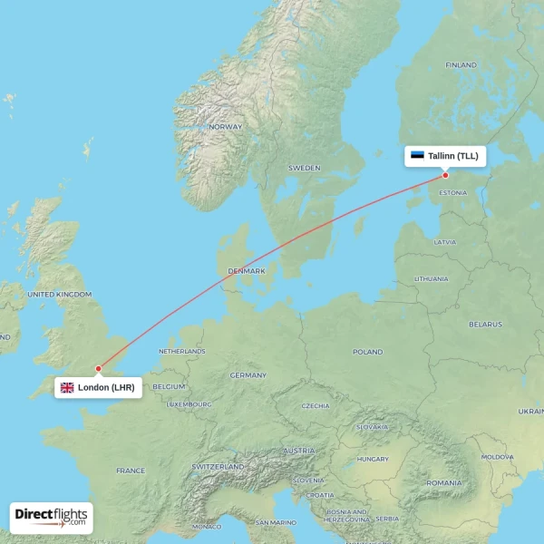 London - Tallinn direct flight map