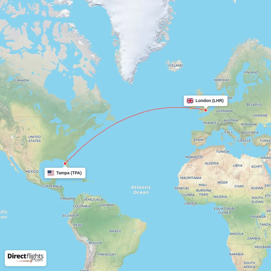 LHR - TPA route map