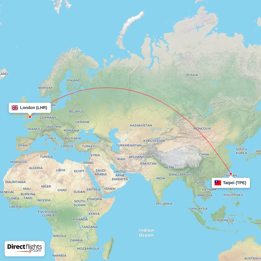 LHR - TPE route map