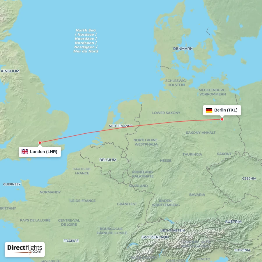 LHR - TXL route map