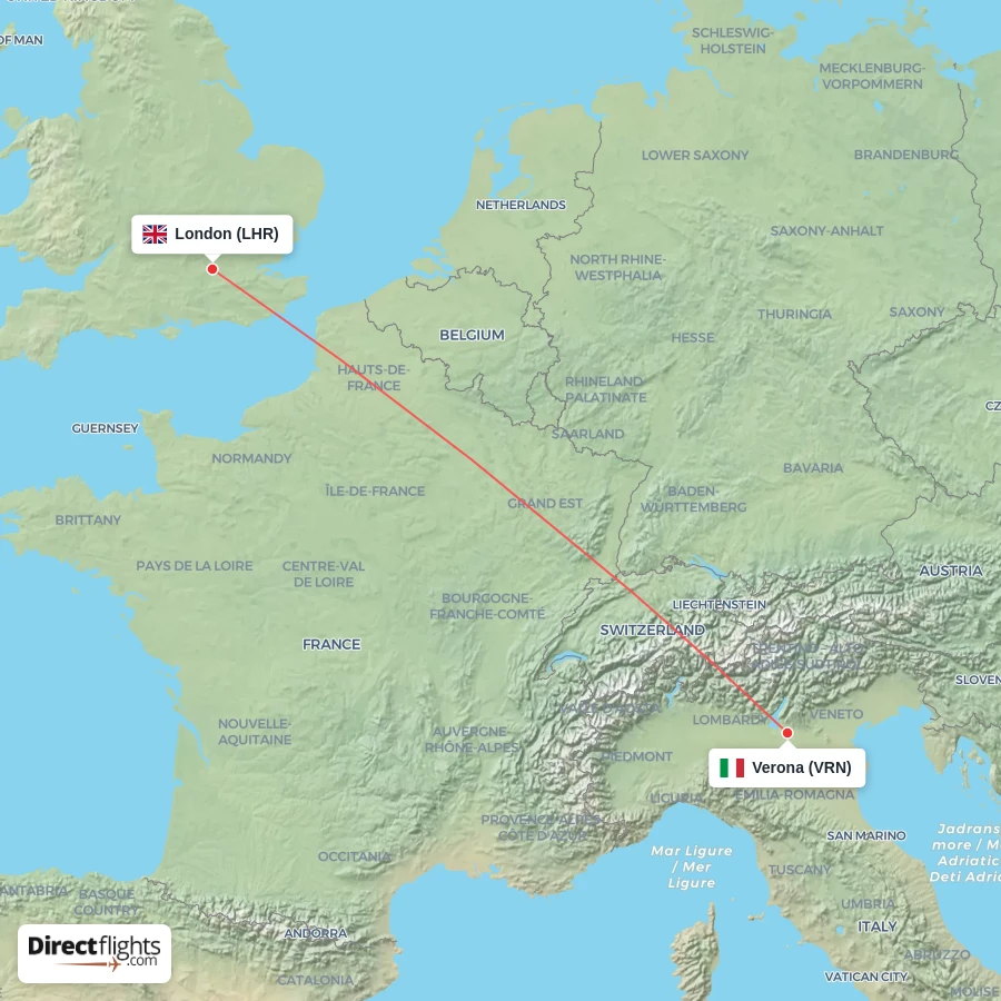 LHR - VRN route map