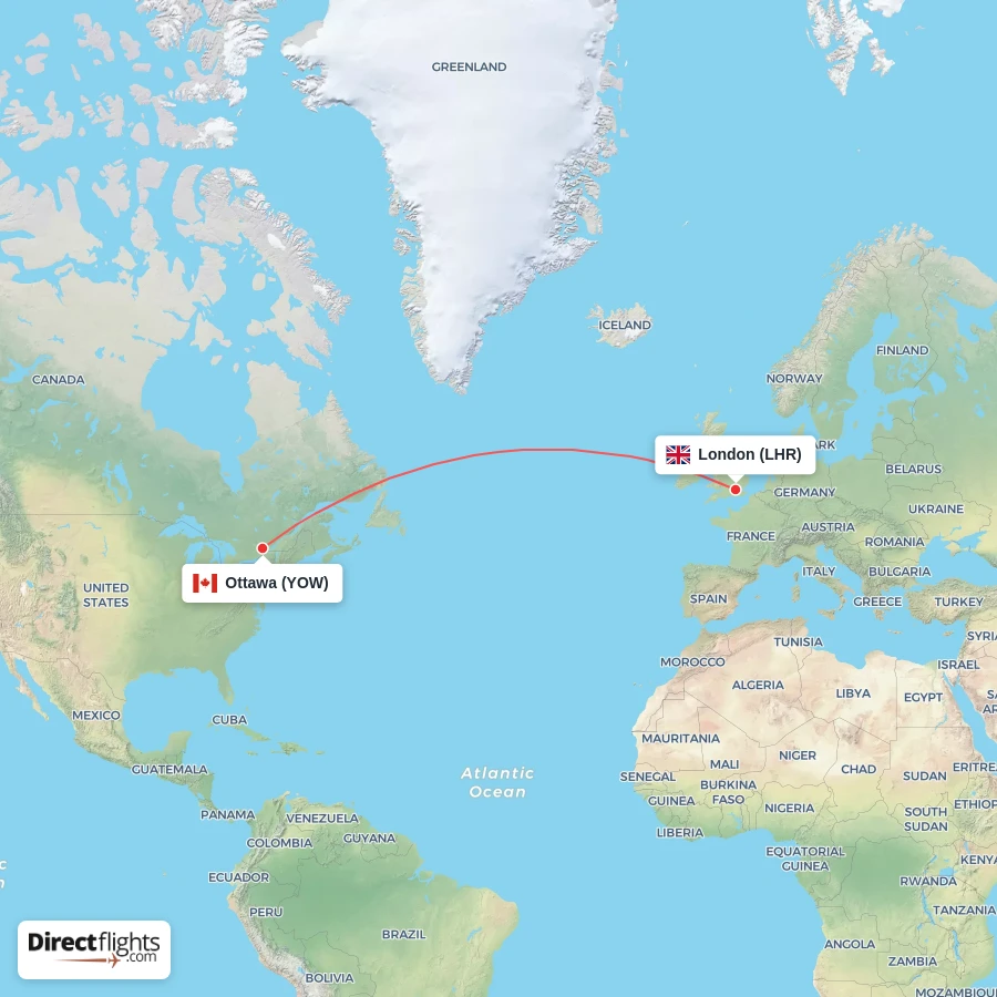 LHR - YOW route map