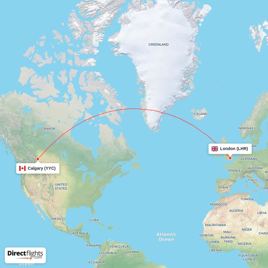 LHR - YYC route map