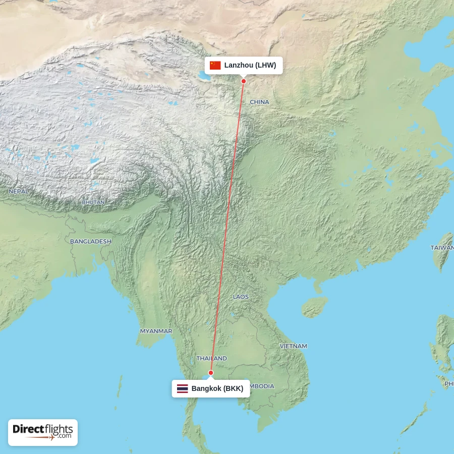 LHW - BKK route map