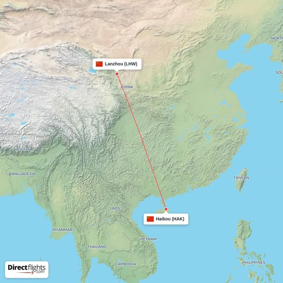 LHW - HAK route map