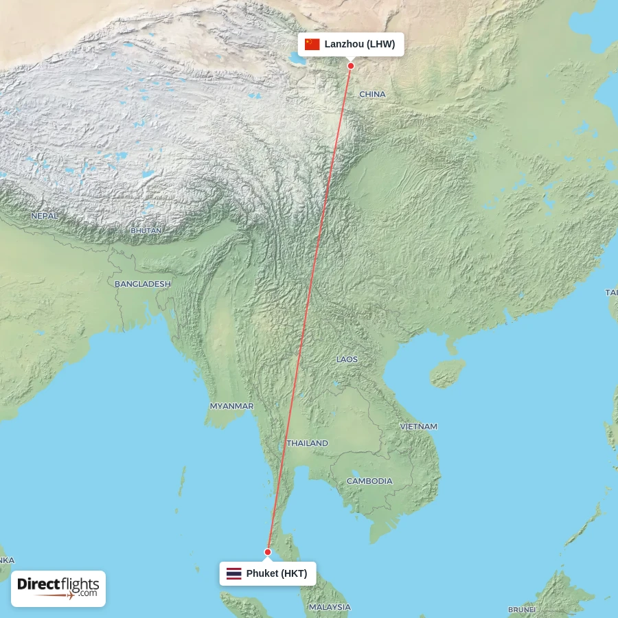 LHW - HKT route map