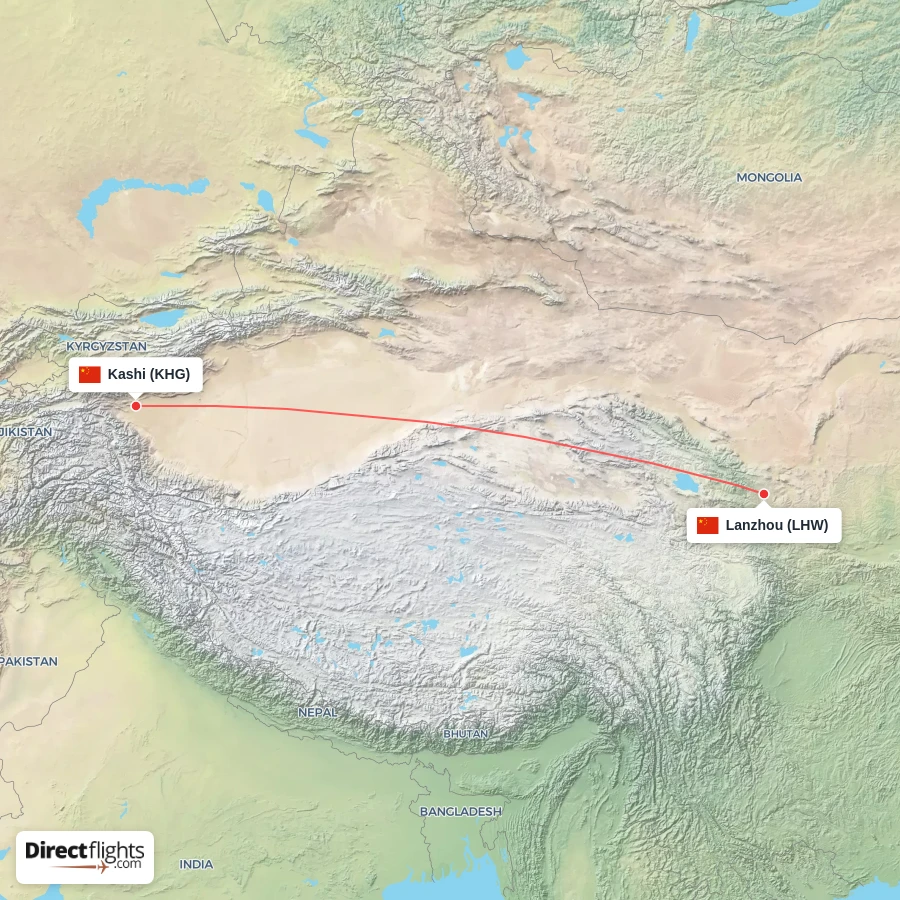 LHW - KHG route map