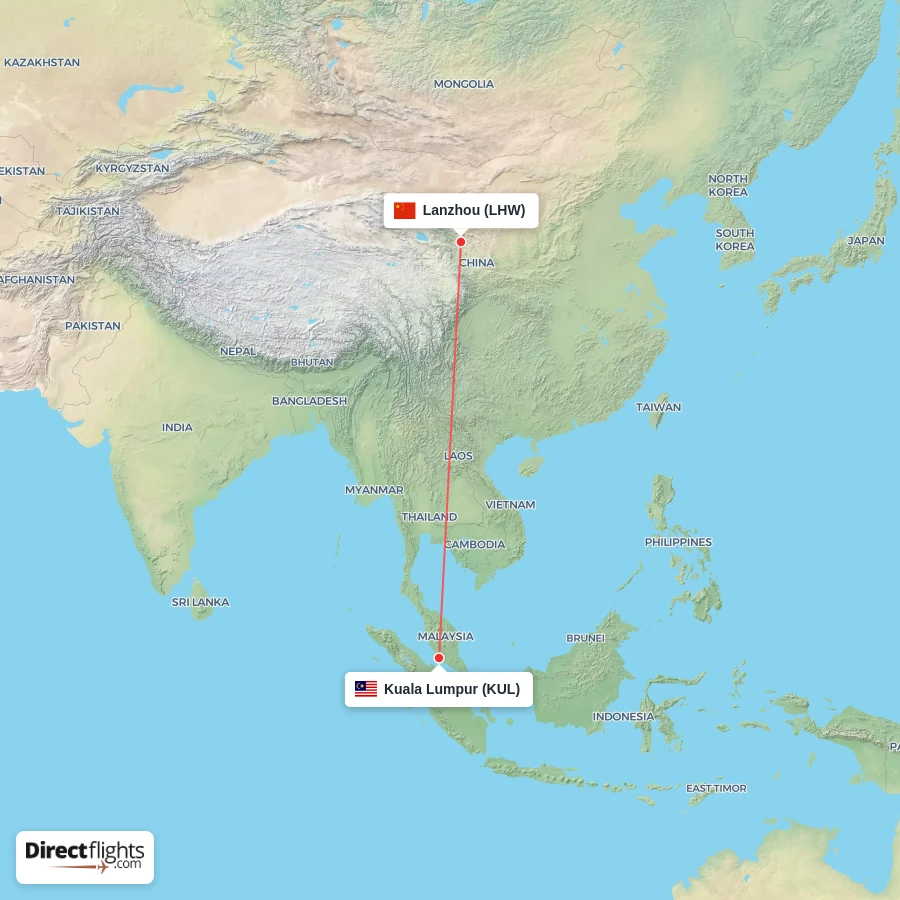 LHW - KUL route map