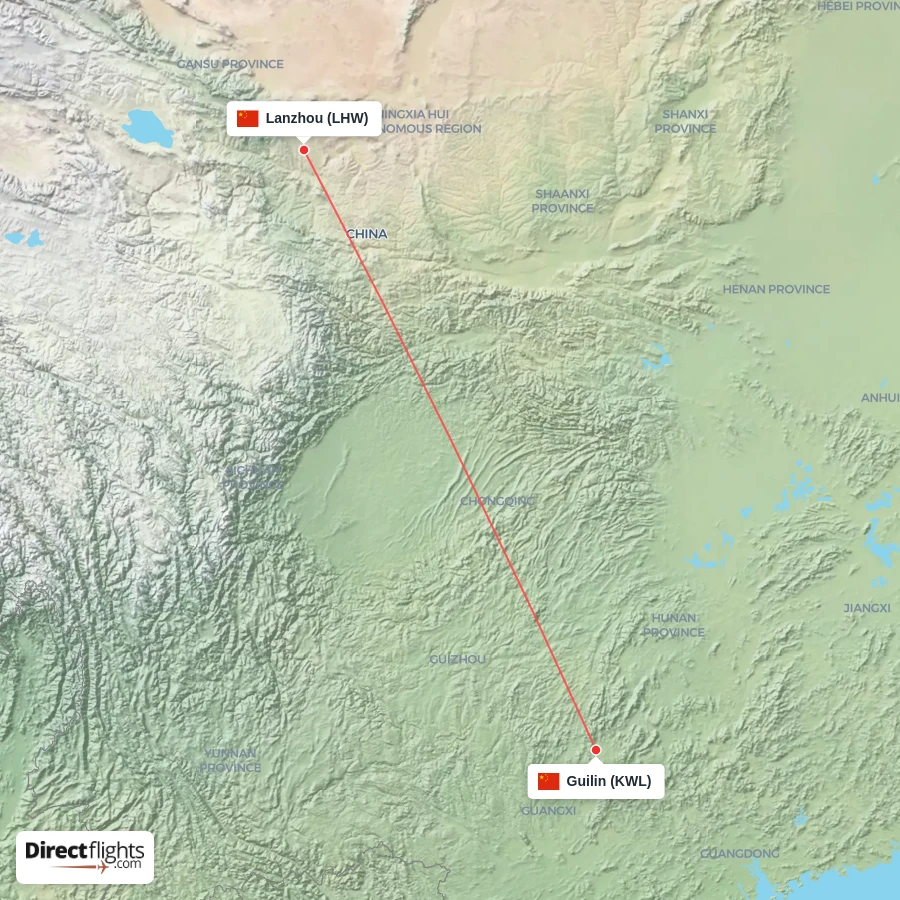 LHW - KWL route map