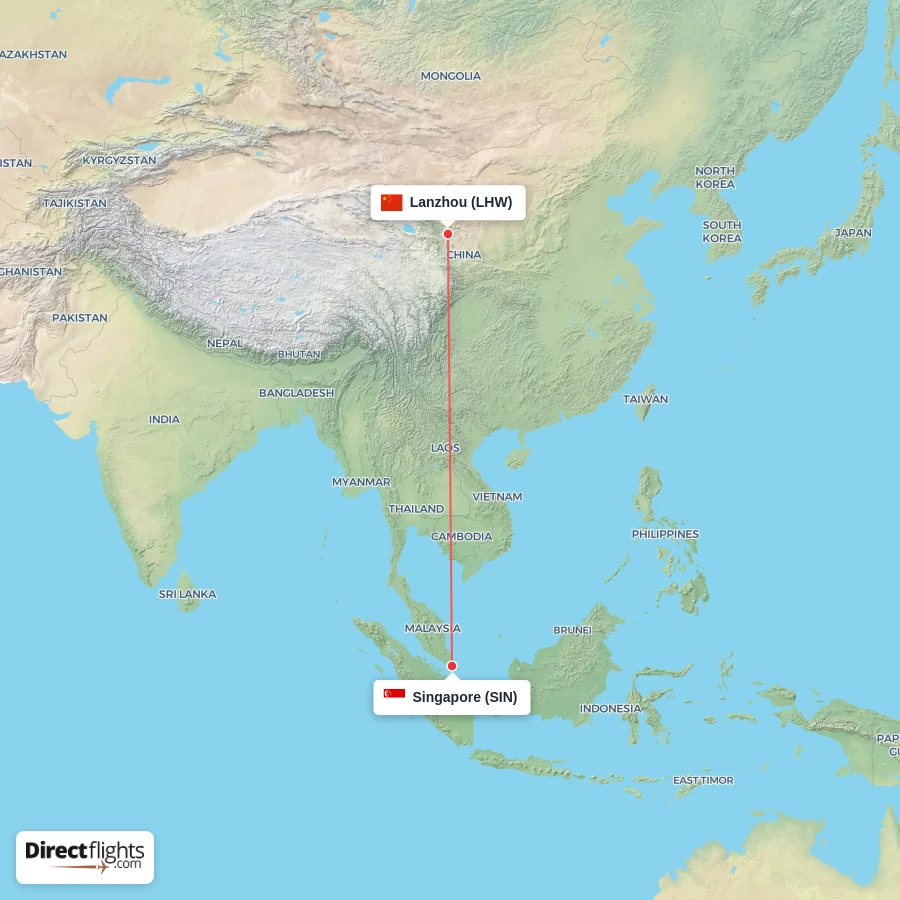 LHW - SIN route map