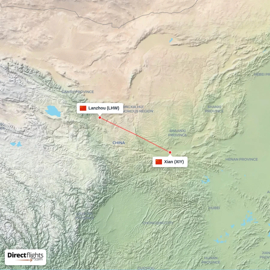LHW - XIY route map