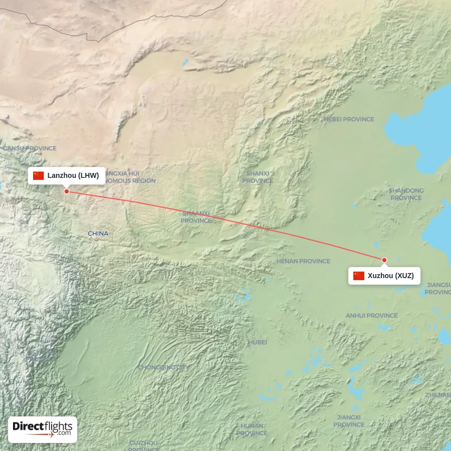 LHW - XUZ route map