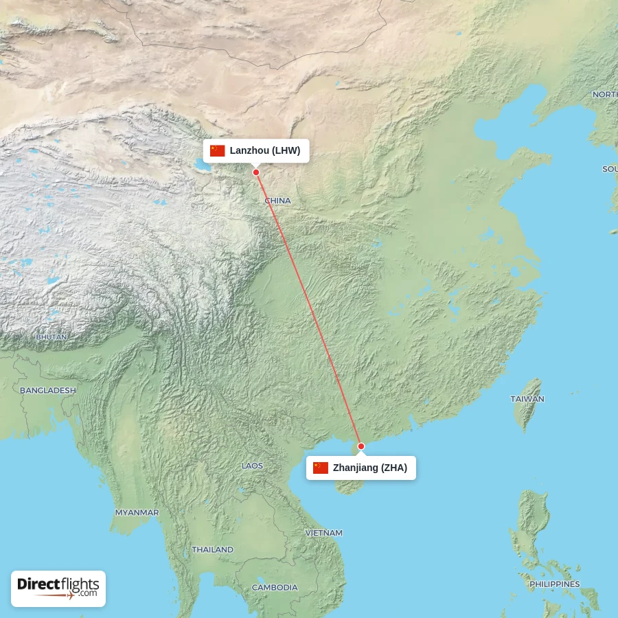 LHW - ZHA route map