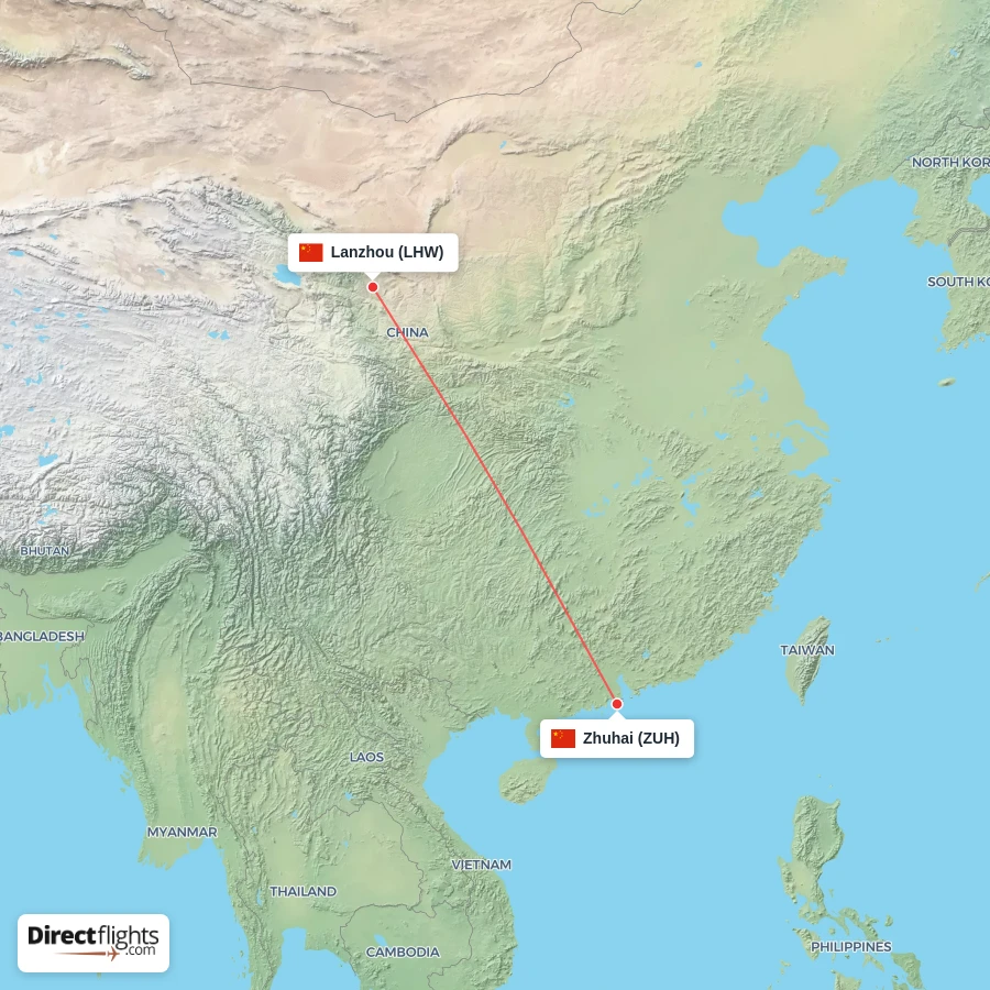 LHW - ZUH route map