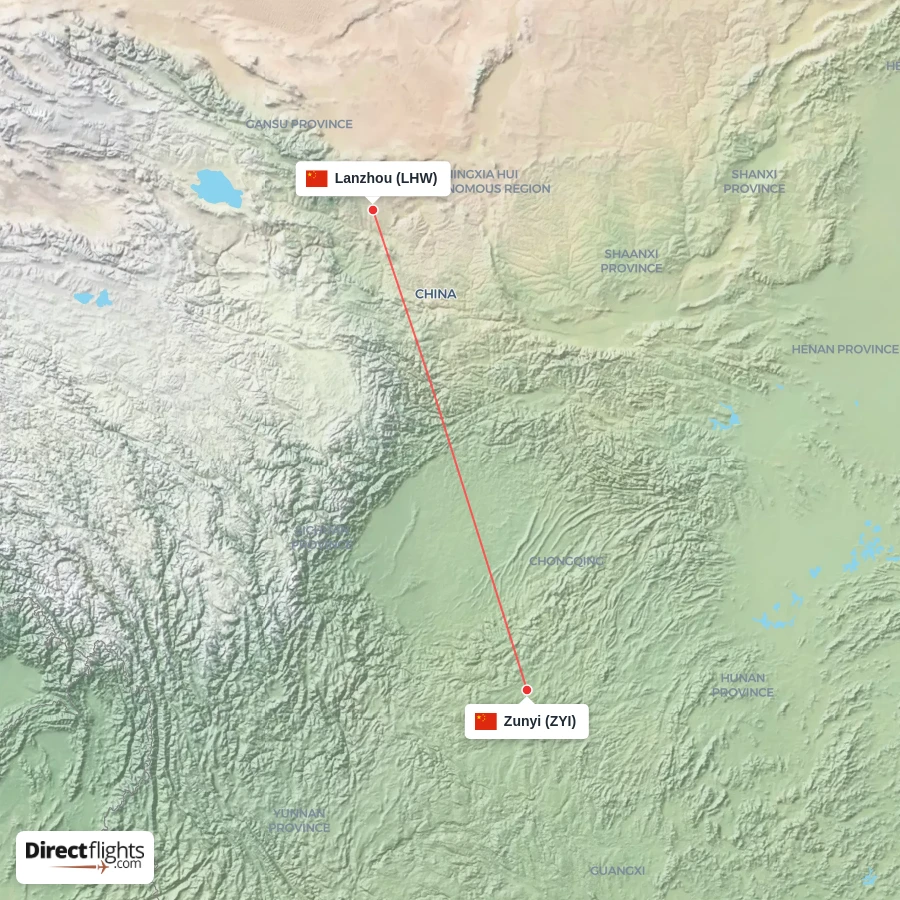 LHW - ZYI route map